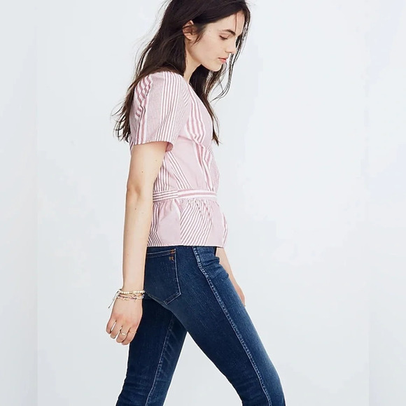 MADEWELL NWOT Ruffle Hem‎ Wrap Top in Stripe Mix - Picture 2 of 10